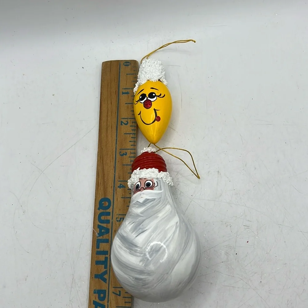 Vintage Handpainted Light Bulb Christmas Ornaments Santa Reindeer Collectible